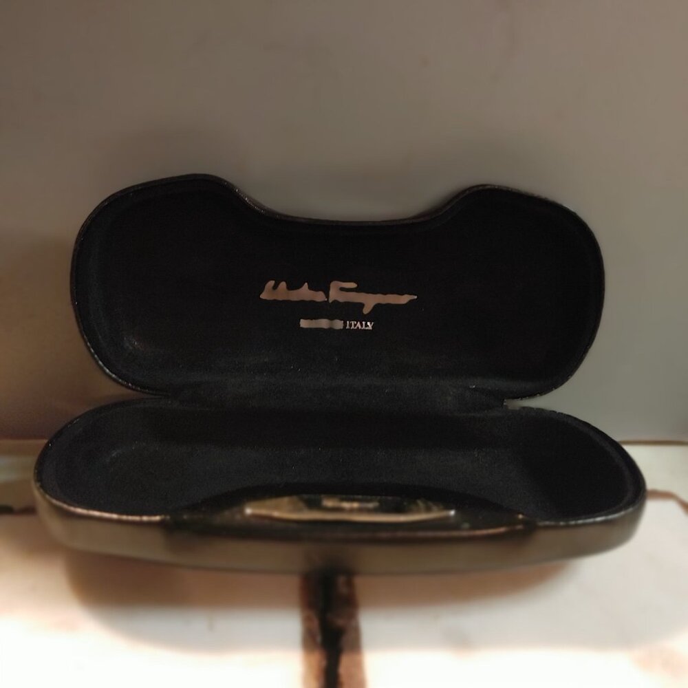 Salvatore Ferragamo Black w/Silver Eyeglasses Case Hard Clamshell  Sunglass Case - Picture 7 of 7